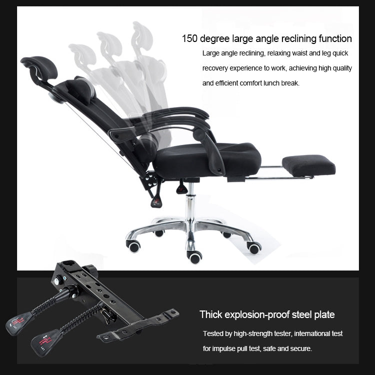 RC-10-1 Computer Chair Office Chair Home Esports Net Cloth Lifted Rotated Footrest Reclining Chair with Aluminum Alloy Feet, With Aluminum Alloy Feet/Footrest